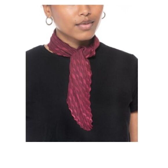 INC International Concepts Pleated Square Scarf wine New - Picture 1 of 5